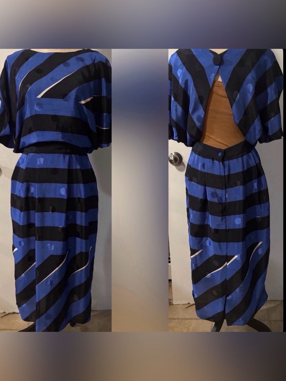 Vibrant Blue and Black Striped Dress